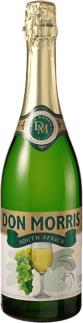 A bottle of Don Morris Non-Alcoholic White Grape Juice in Champagne Packaging.
