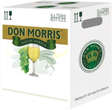 A box full of Don Morris Non-Alcoholic White Grape Juice.